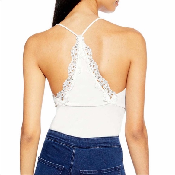 Topshop lace trim strap ribbed bodysuit - Picture 3 of 7